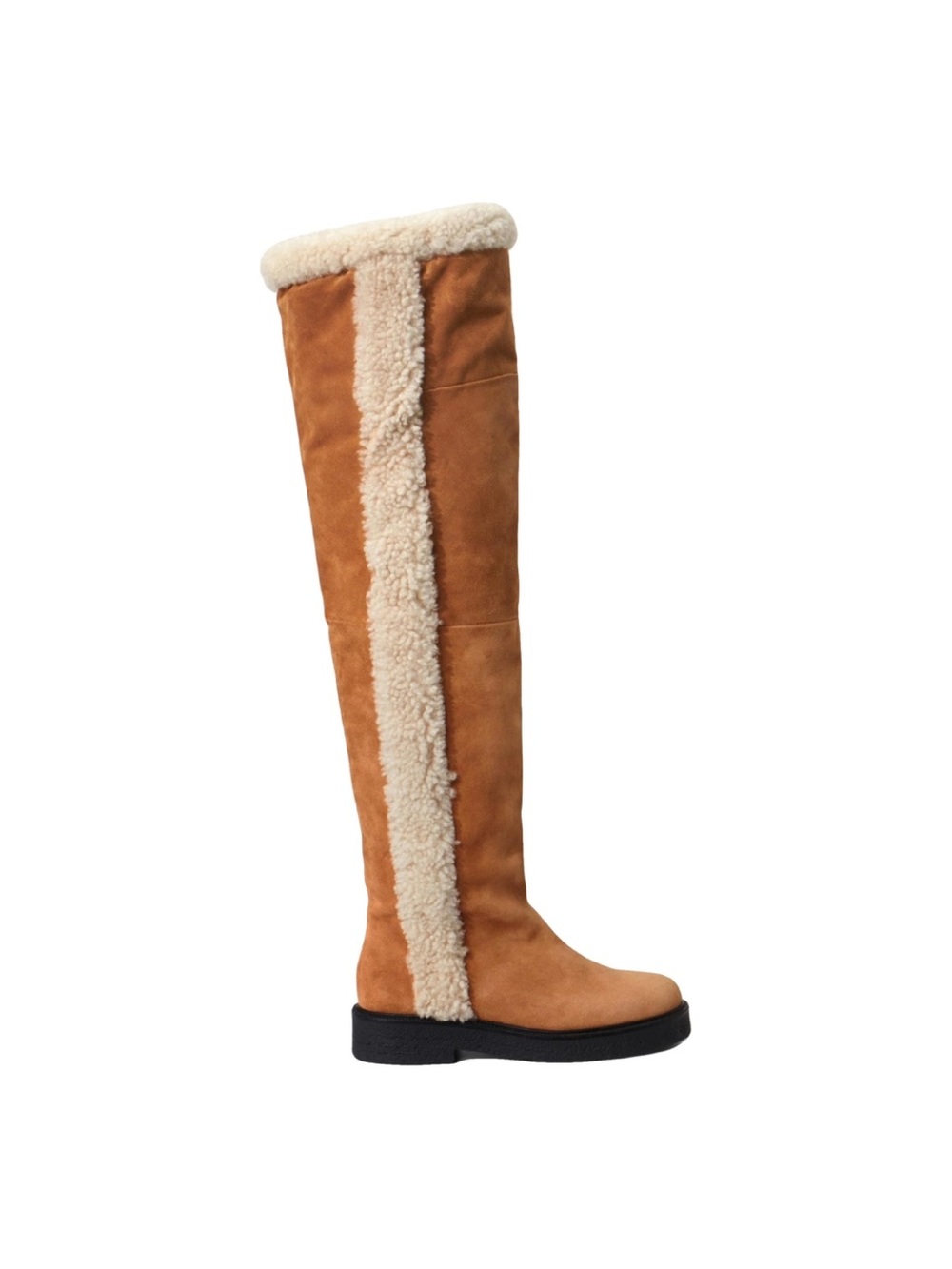 Staud Rowan Over the Knee Shearling (lined and detail) Boots in Suede Never Worn